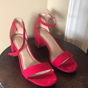 Red ankle strap heels